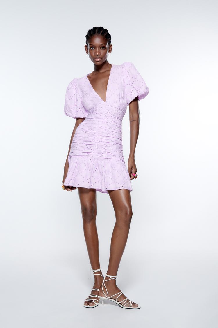 DRESS WITH CUTWORK EMBROIDERY Light lilac ZARA United Kingdom